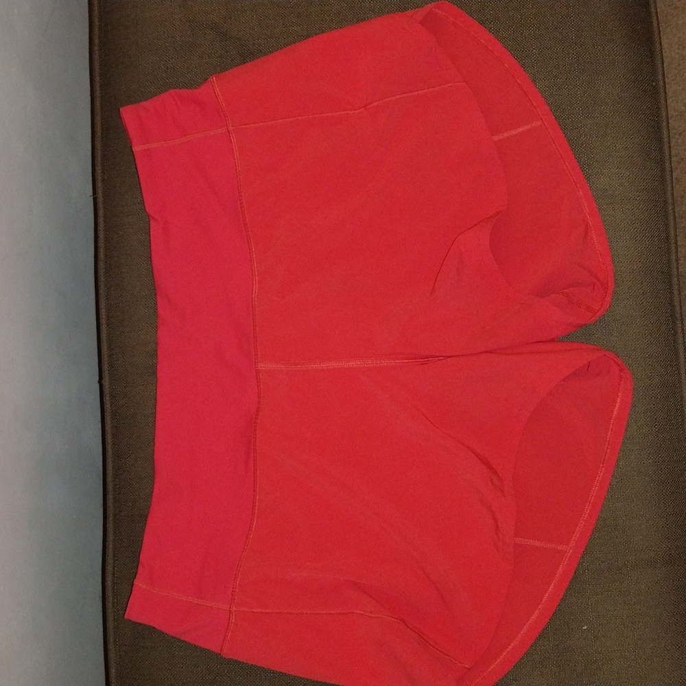 Lululemon Speed Up Mid Rise Lined Short 4" (Size:10, Color:Solar Orange
